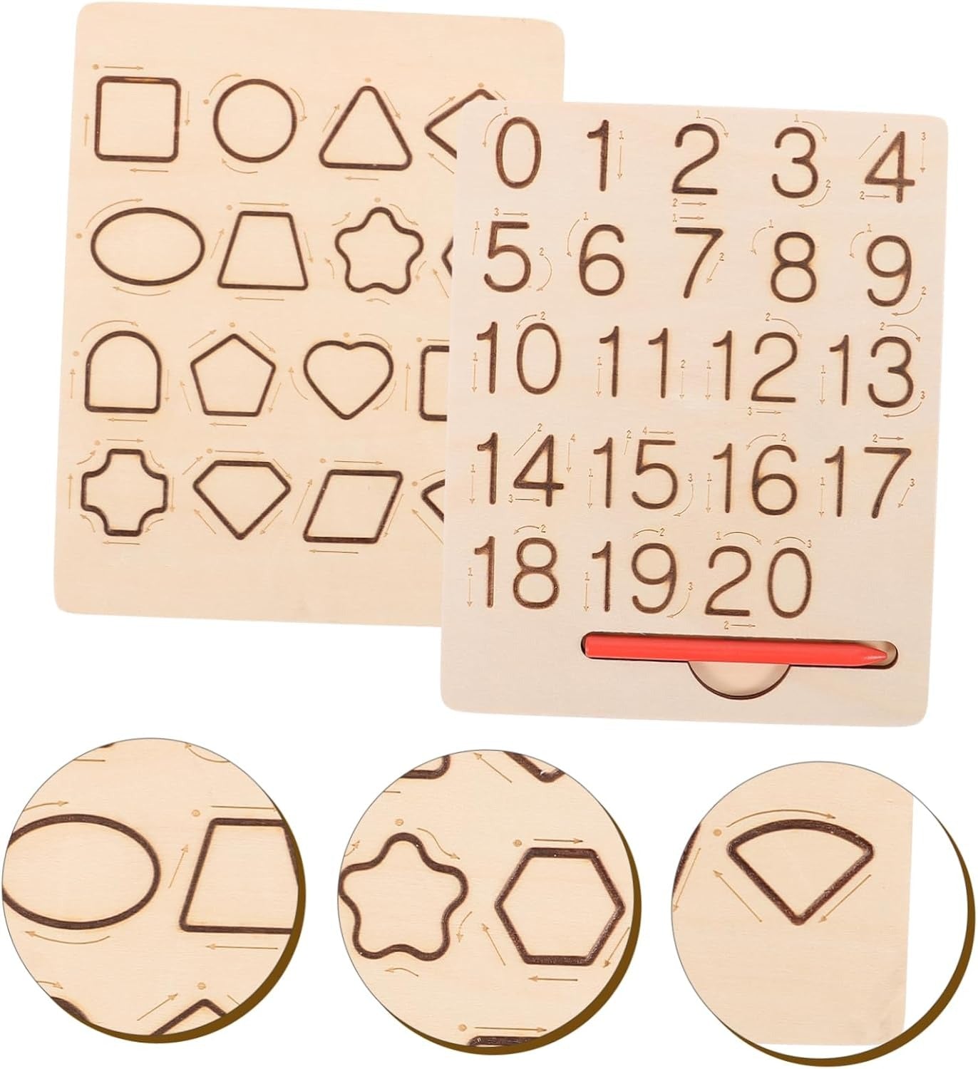 Montessori Double-Sided Number and Shapes Tracing Board - 324 - Default Title - Odeez | Educational Toys Pakistan