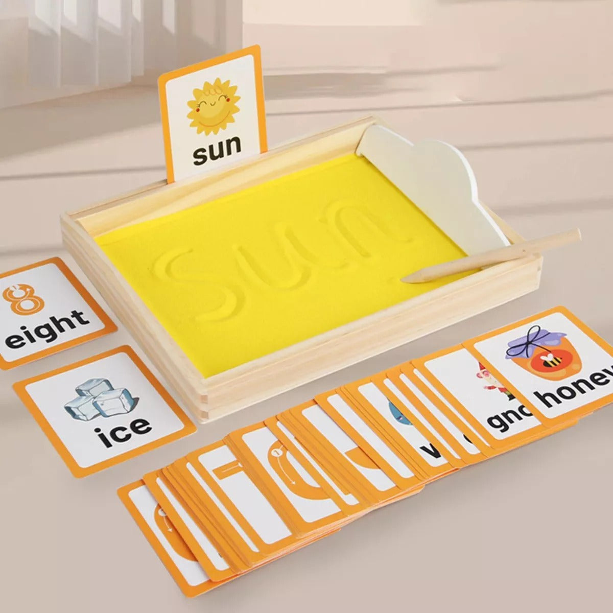 Montessori Wooden Sand Tray Tracing Preschool Kit - 138 - Default Title - Odeez | Educational Toys Pakistan