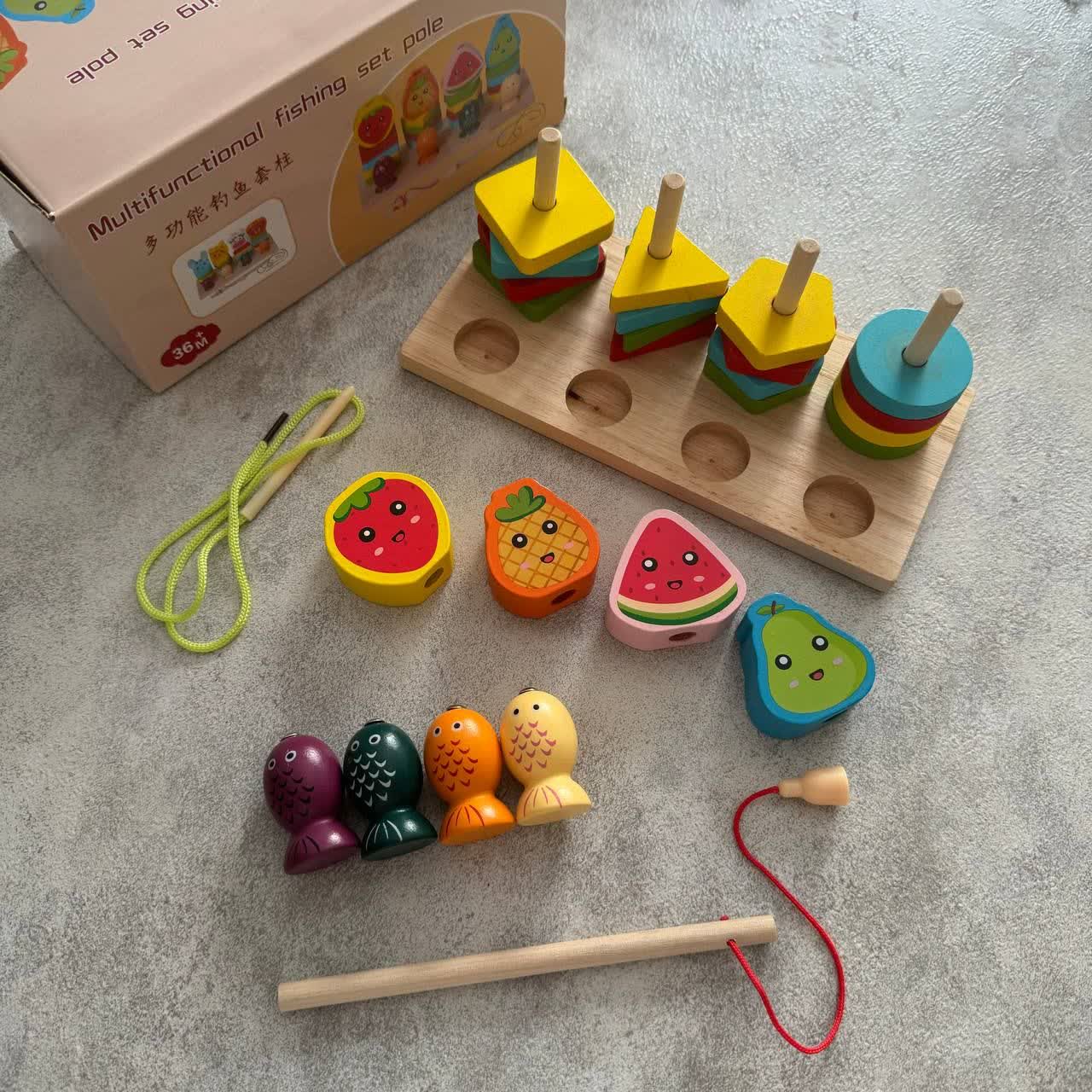 3in1 Multifunctional Shape Lacing Fruits and Fish Catch Activity - 566 - Default Title - Odeez | Educational Toys Pakistan