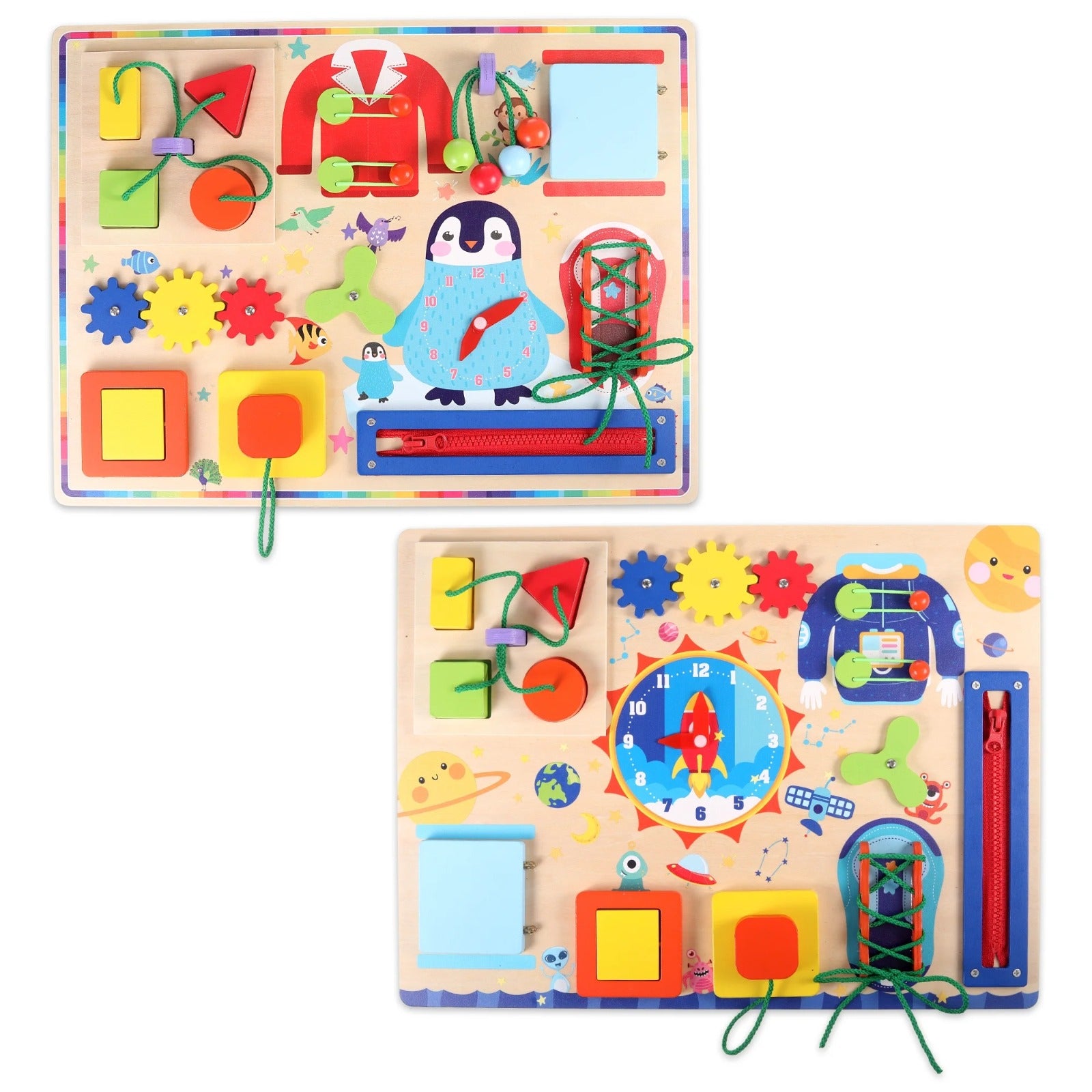 10in1 Wooden Sensory Busy Board Activity for Toddlers - A02