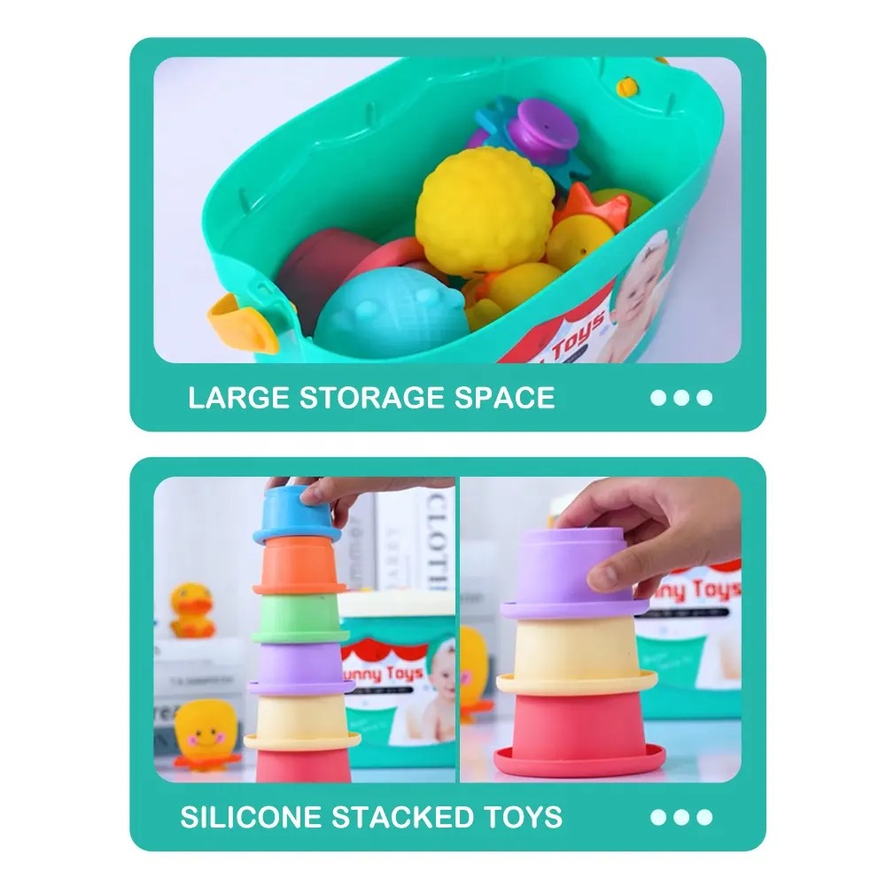 2in1 Silicon Shape Sort and Stacking Bath Toy - 933 - Default Title - Odeez | Educational Toys Pakistan