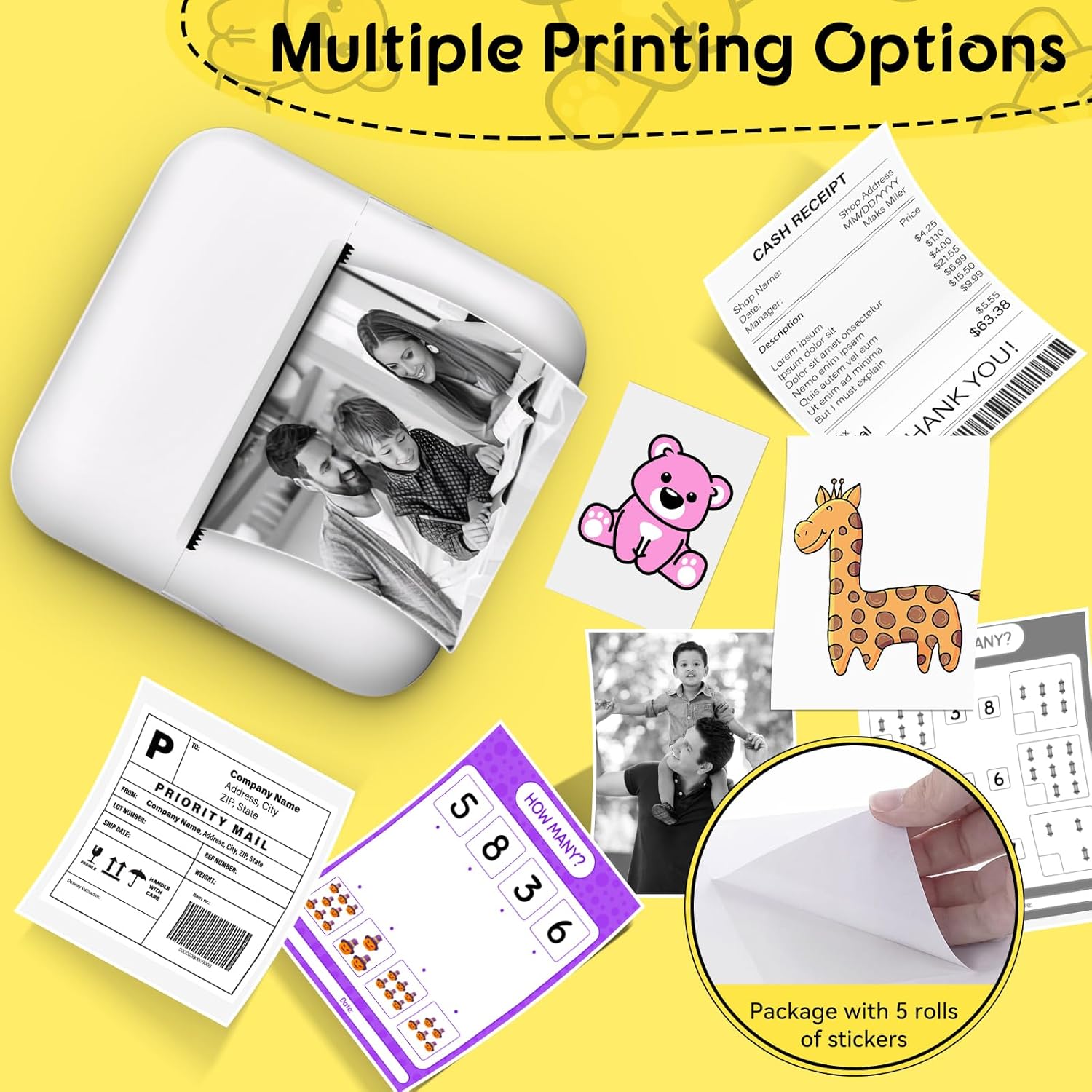 Mini Portable Pocket Thermal Bluetooth Printer with LED Light - X3 - Default Title - Odeez | Educational Toys Pakistan