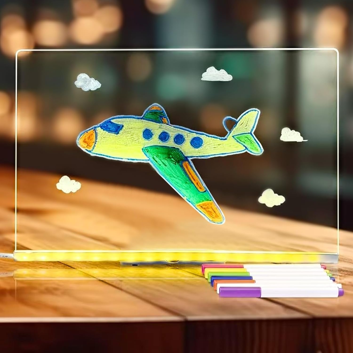 Acrylic LED Drawing Board With Colorful Light and 7 Neon Pens - 020