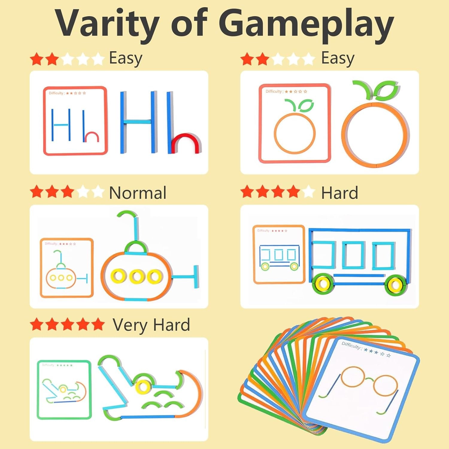 Wooden Sticks and Rings Pattern Matching Puzzle Cards - D41 - Default Title - Odeez | Educational Toys Pakistan