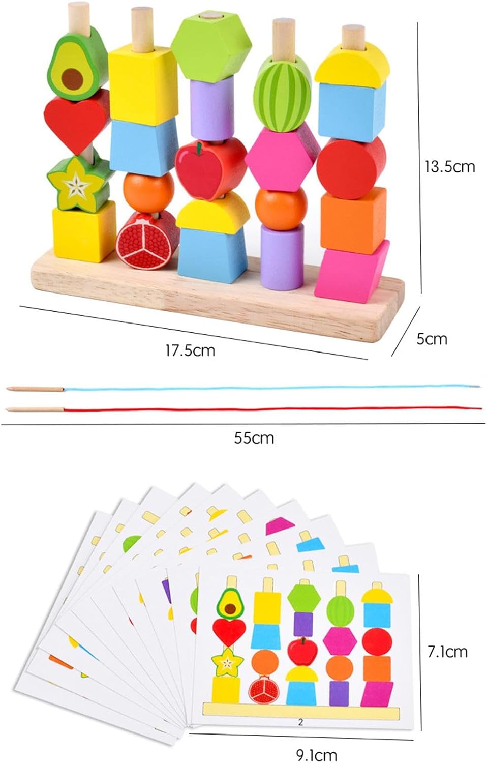 Wooden Montessori Fruits Sequence with Lacing Pattern - 002 - Default Title - Odeez | Educational Toys Pakistan