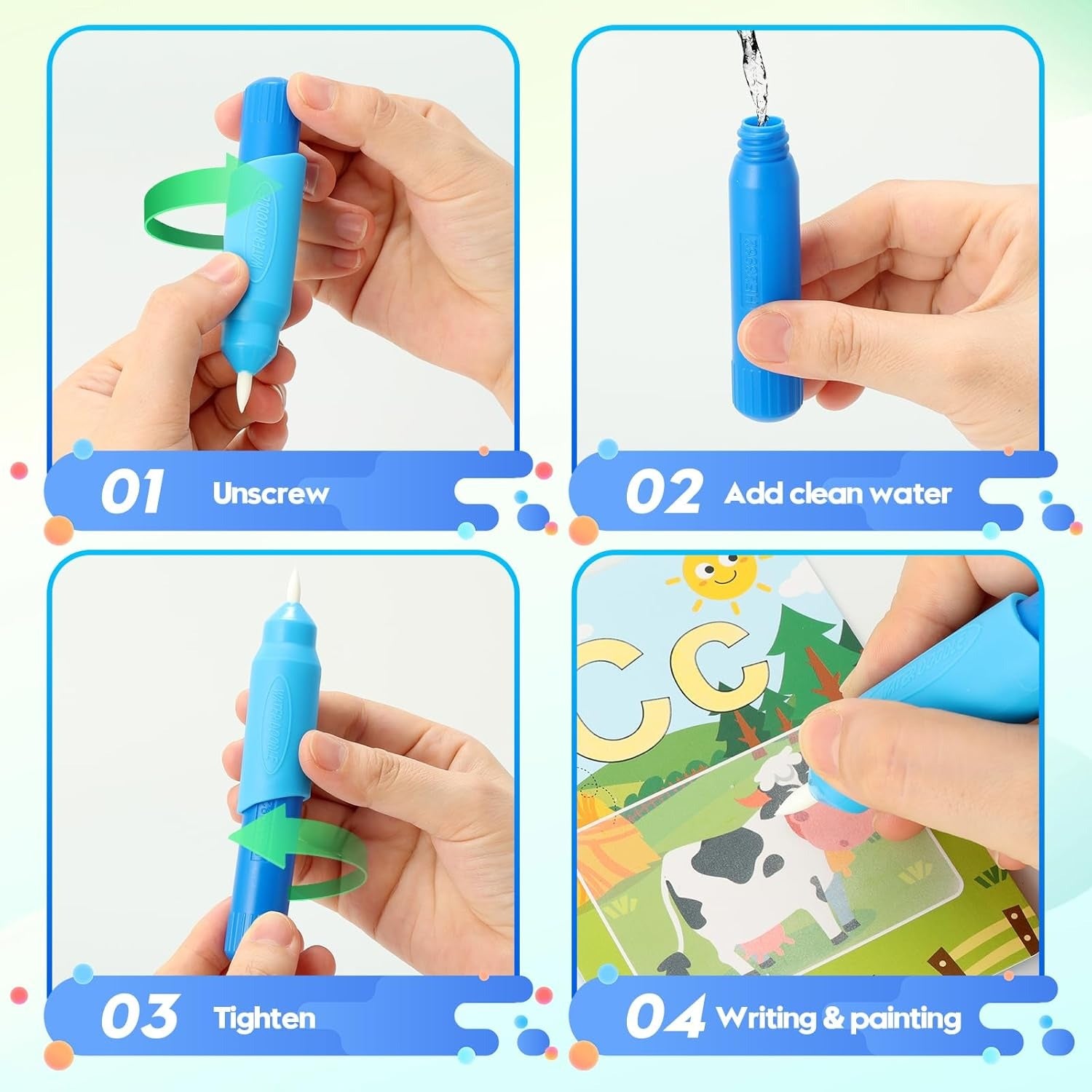 Magical Water Doodle Alphabet Painting Cards - 26 pieces - Default Title - Odeez | Educational Toys Pakistan