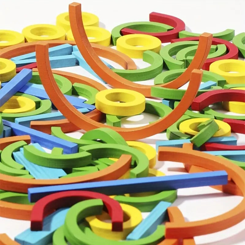 Wooden Sticks and Rings Pattern Matching Puzzle Cards - D41 - Default Title - Odeez | Educational Toys Pakistan