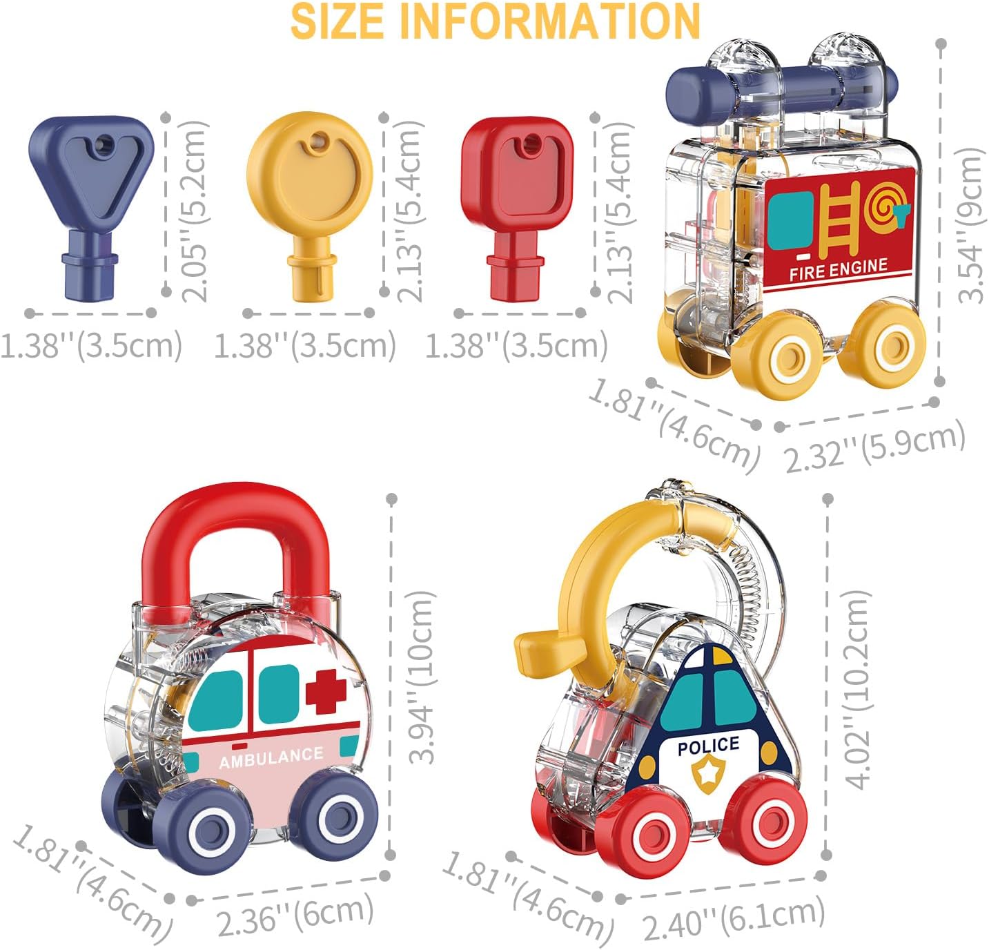 Transparent Transport and Shape Recognition Lock and Key 3 pieces - 03B - Default Title - Odeez | Educational Toys Pakistan