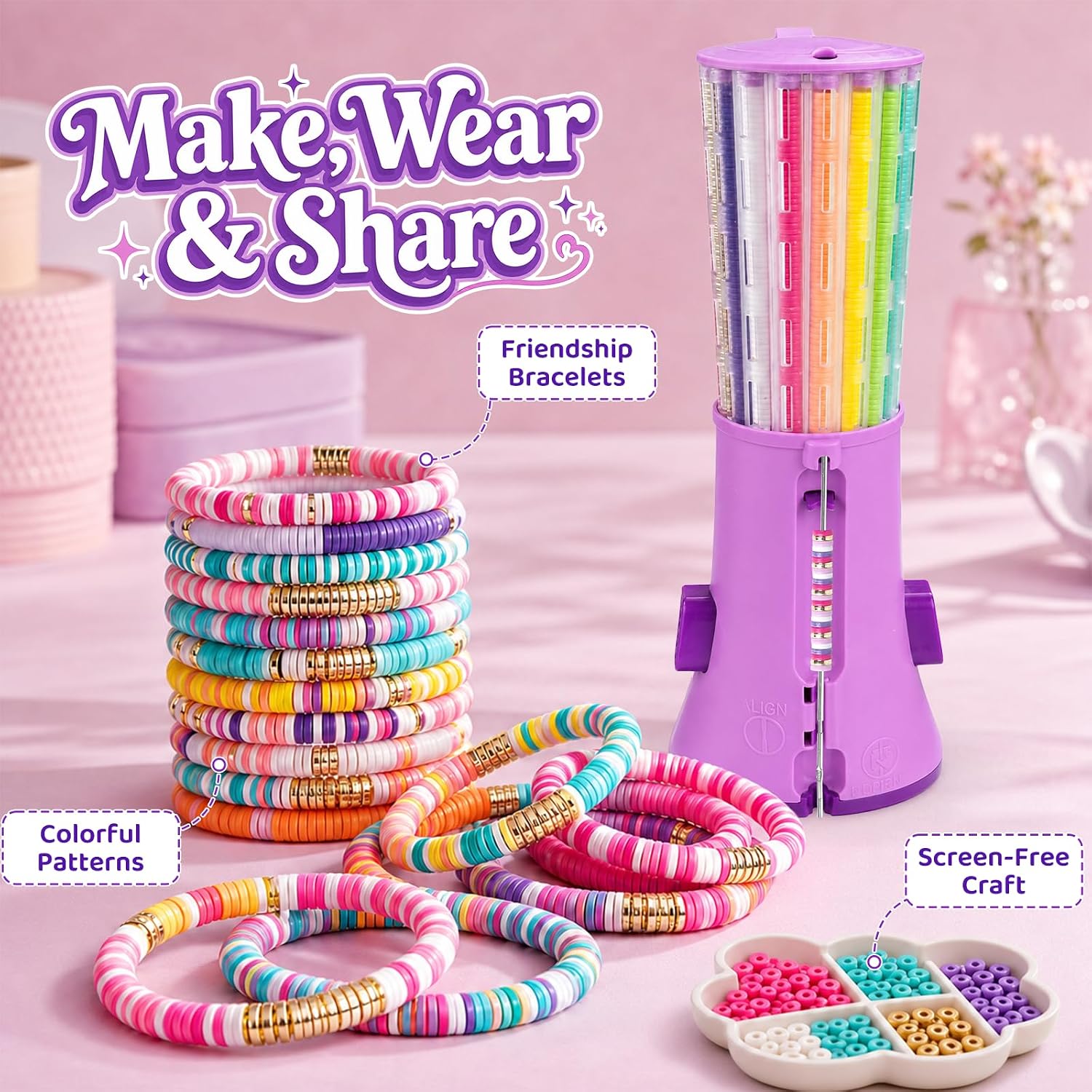 Creative DIY Bracelet and Necklace Maker Kit 2000+ Beads - 015