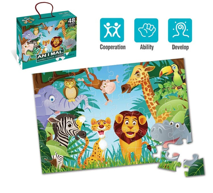 Animal world Jumbo Floor Puzzles - 48 pieces - Default Title - Odeez | Educational Toys Pakistan