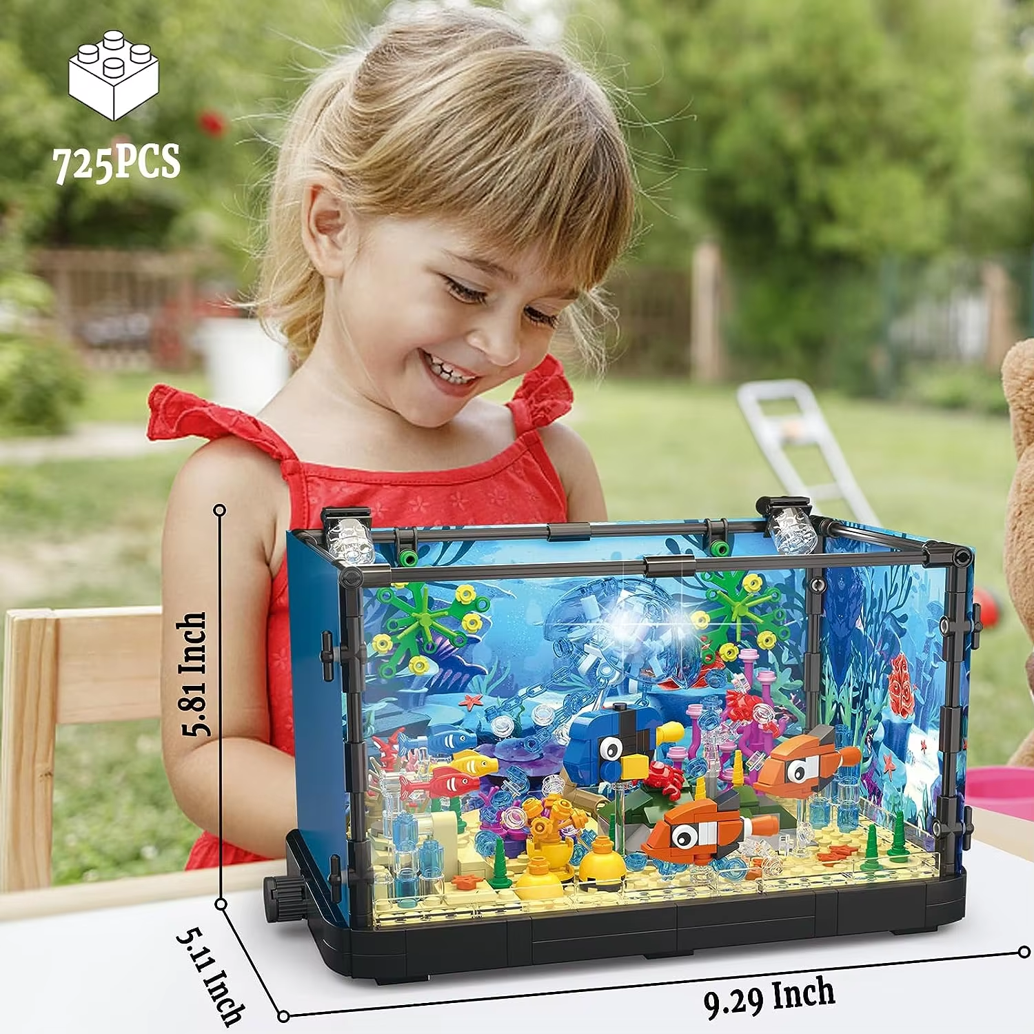 Ocean Fish Tank Aquarium Building Block Mdoel Set - 725 pieces