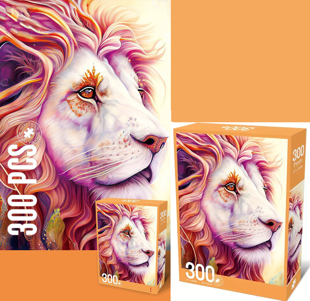 Art Puzzle Flowers Drawn Lion 300 pieces Jigsaw Puzzle - 003