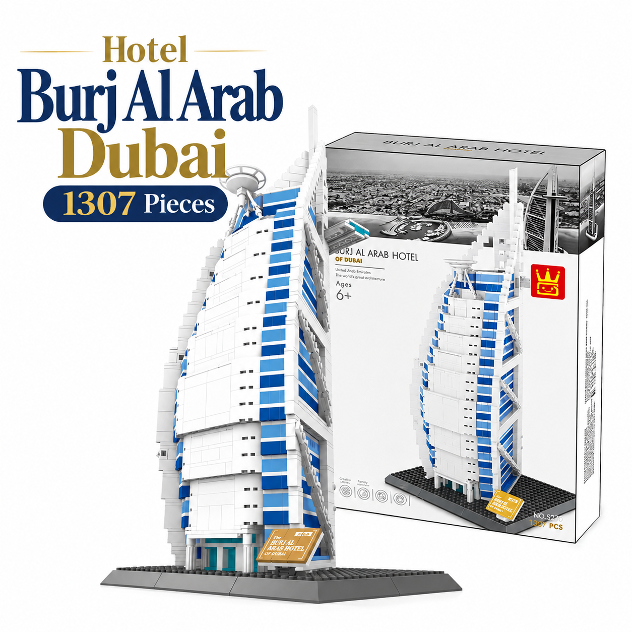 Hotel Burj Al Arab Dubai Building Blocks 1307 Pieces - 220