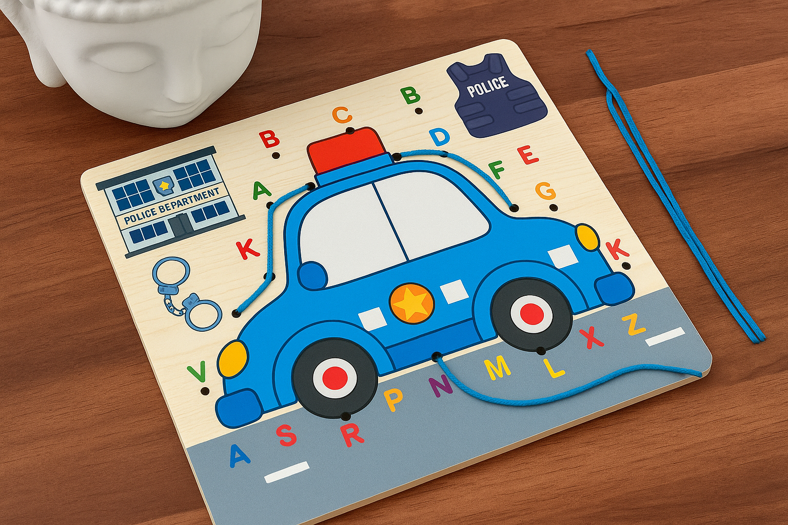 Wooden Alphabet Lacing Board - (Random design) 017