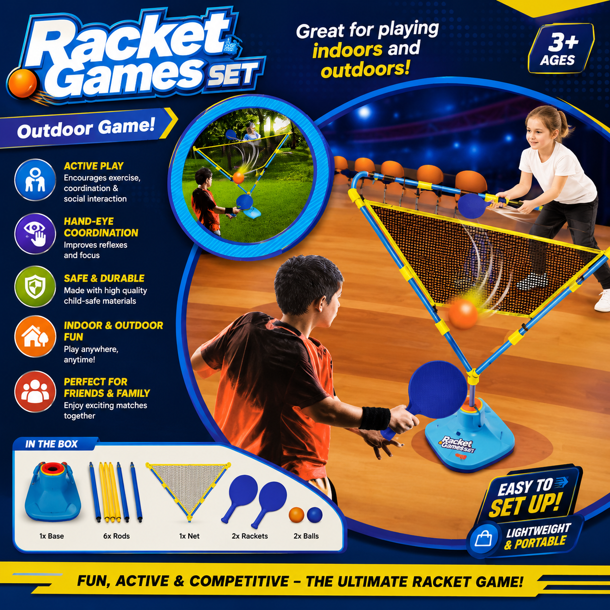Kids Racket Games Set – Indoor & Outdoor Sports Toy - 361