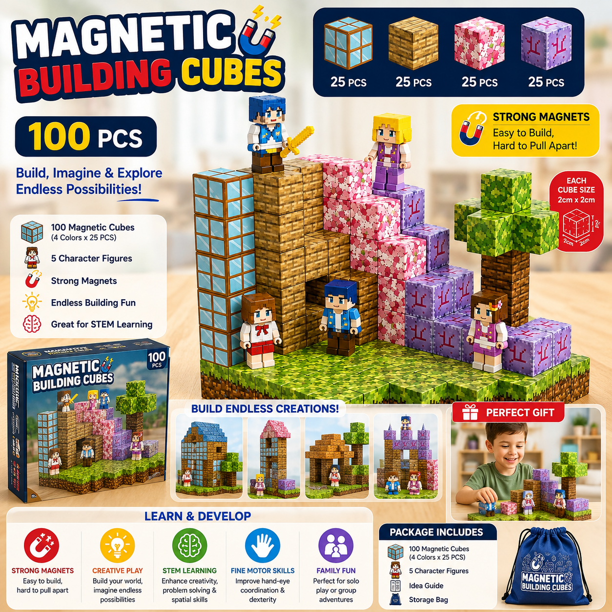 Magnetic Building Cubes 100pcs - 061