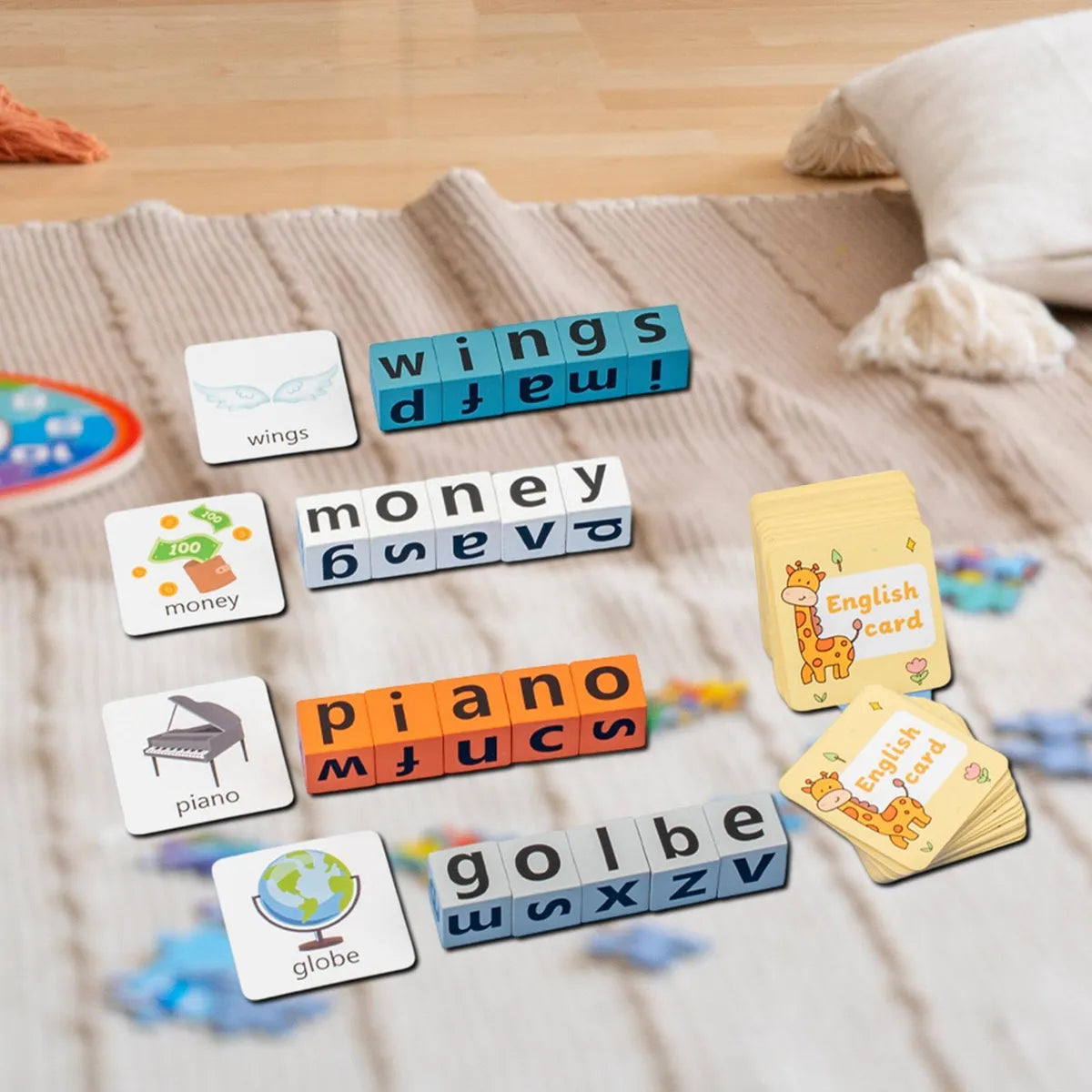 Wooden Spelling Blocks Game - 2 to 4 Players