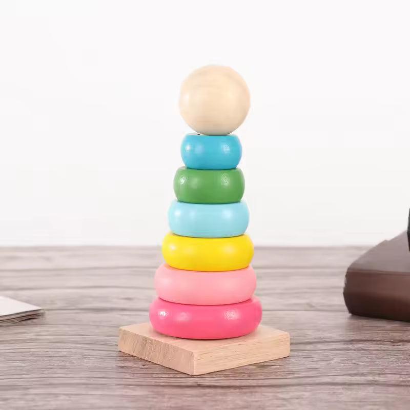 Wooden Ring Stacking Tower Preschool Learning Toy
