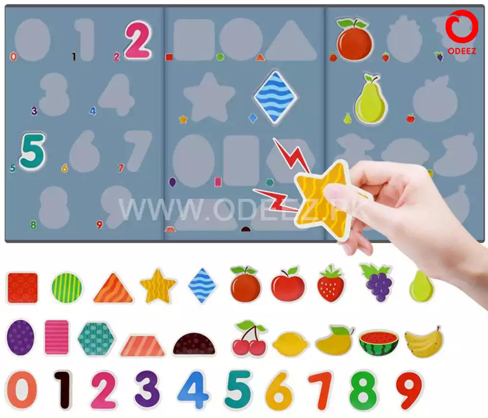Number, fruits & Shapes Magnetic Chartlet - 30 Pieces - Default Title - Odeez | Educational Toys Pakistan