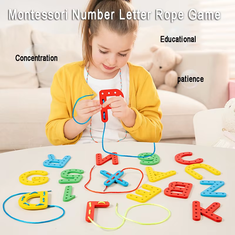 Wooden Cognitive Number and Letter Threading Education Kit - 048