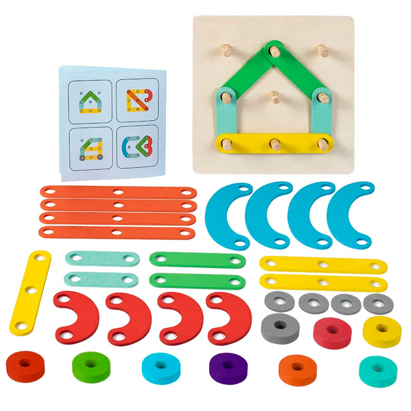 Wooden Bar Shaped Assembled Sleeve Column Puzzle Board - 040