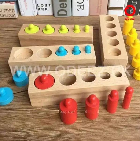 Set of 4 Montessori Cylinder Blocks - Default Title - Odeez | Educational Toys Pakistan