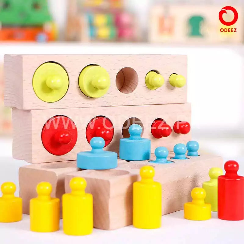 Set of 4 Montessori Cylinder Blocks - Default Title - Odeez | Educational Toys Pakistan