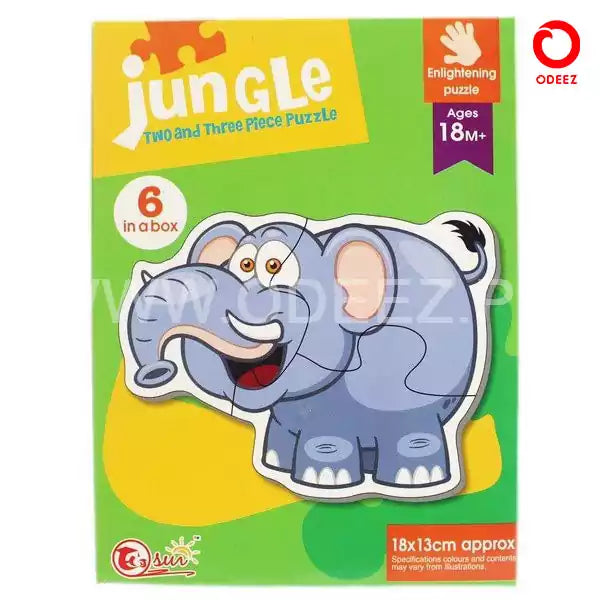 Two And Three Pieces Puzzle - Jungle - Default Title - Odeez | Educational Toys Pakistan