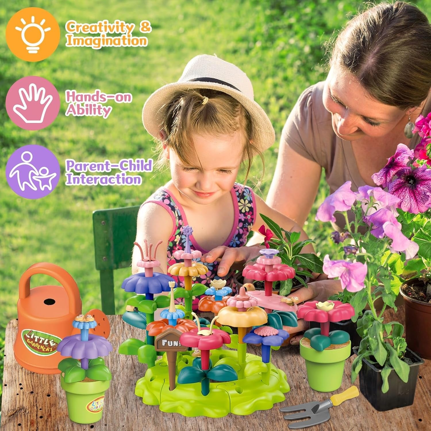 Toddler Gardening Kit with Storage Box & Flower Building Set - 425