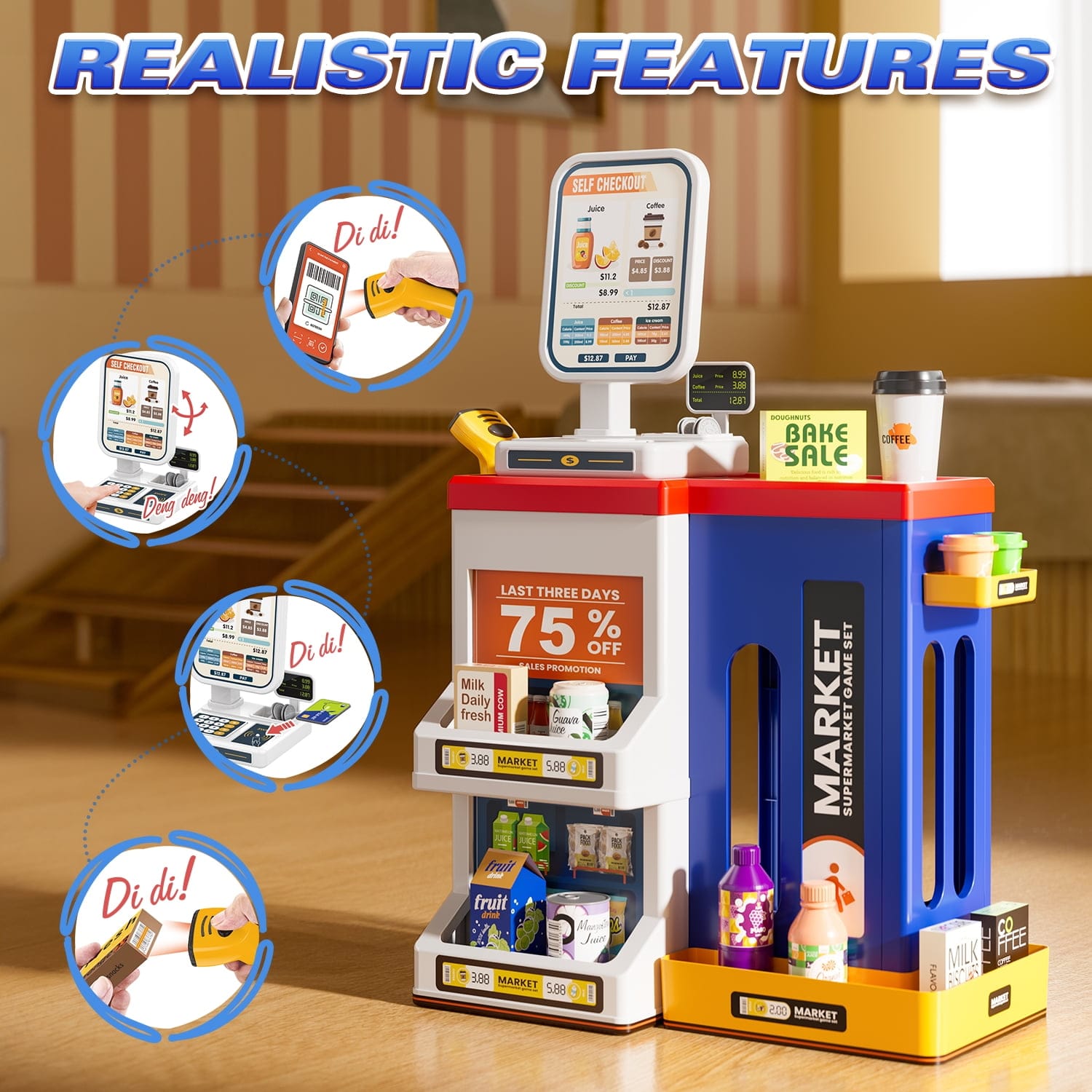 Pretend Play Realistic Shopping Fun Supermarket Set - 149
