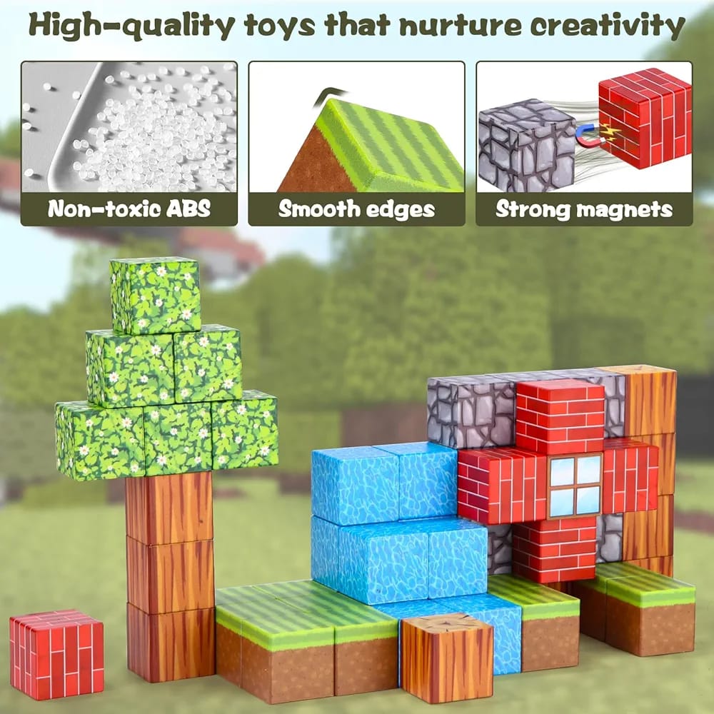 3D Magnetic Cube World Construction Blocks 45 and 60 Pieces - 011