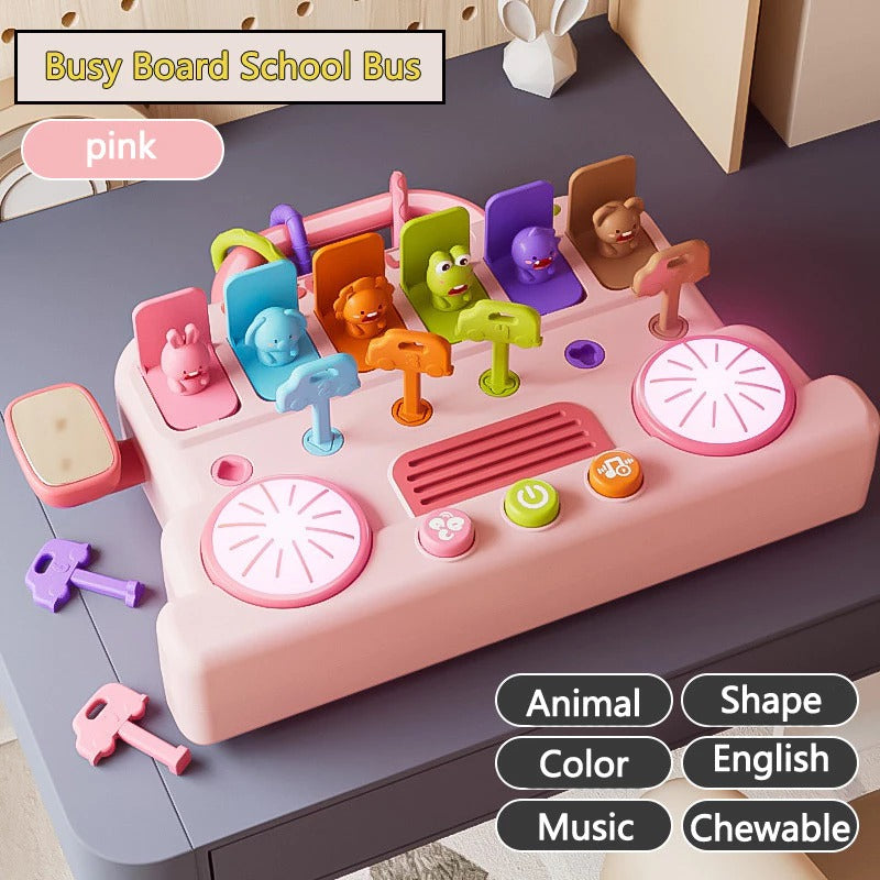6in1 Multifunctional School Bus Activity Busy Board for Toddlers - B69
