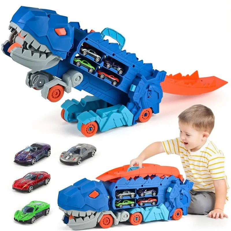 Dinosaur Transport Carrier Truck with 4 Die Cast Cars 111
