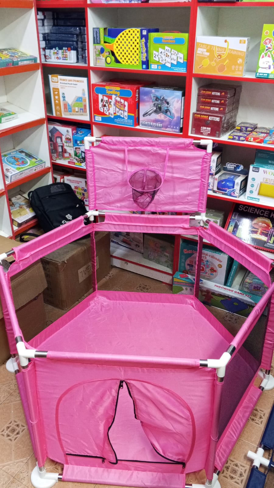 Slightly Fault - Hexagon Safety Playpen Basketball Arena for Kids
