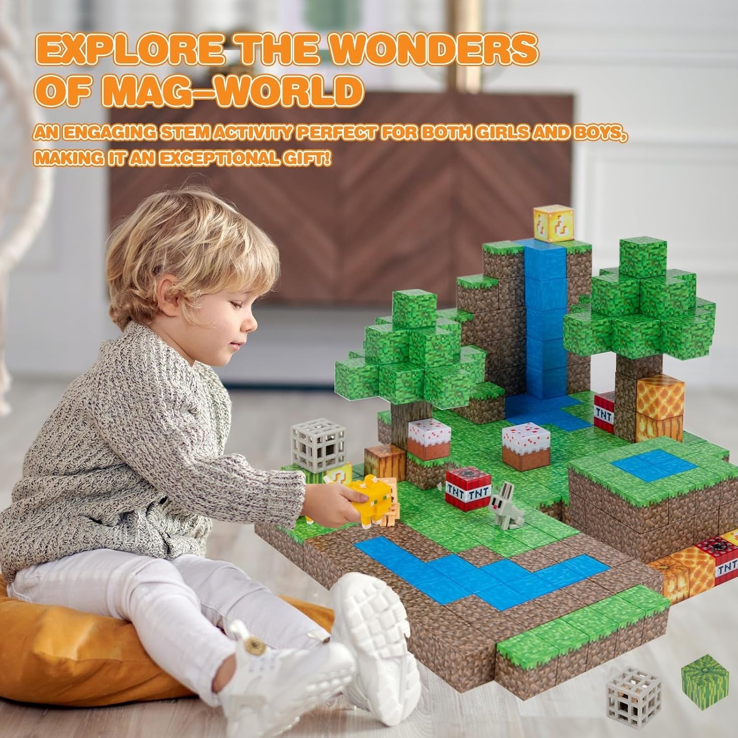Super World Magnetic Cube Building Blocks 128 pieces - B46