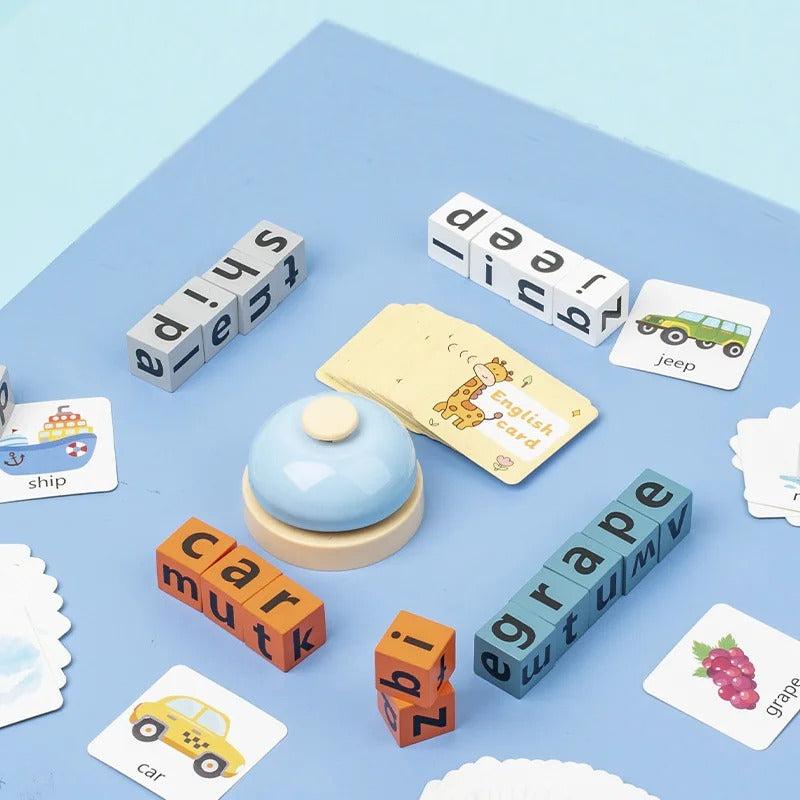 Wooden Spelling Blocks Game with Buzzer 2 to 4 Players - 804