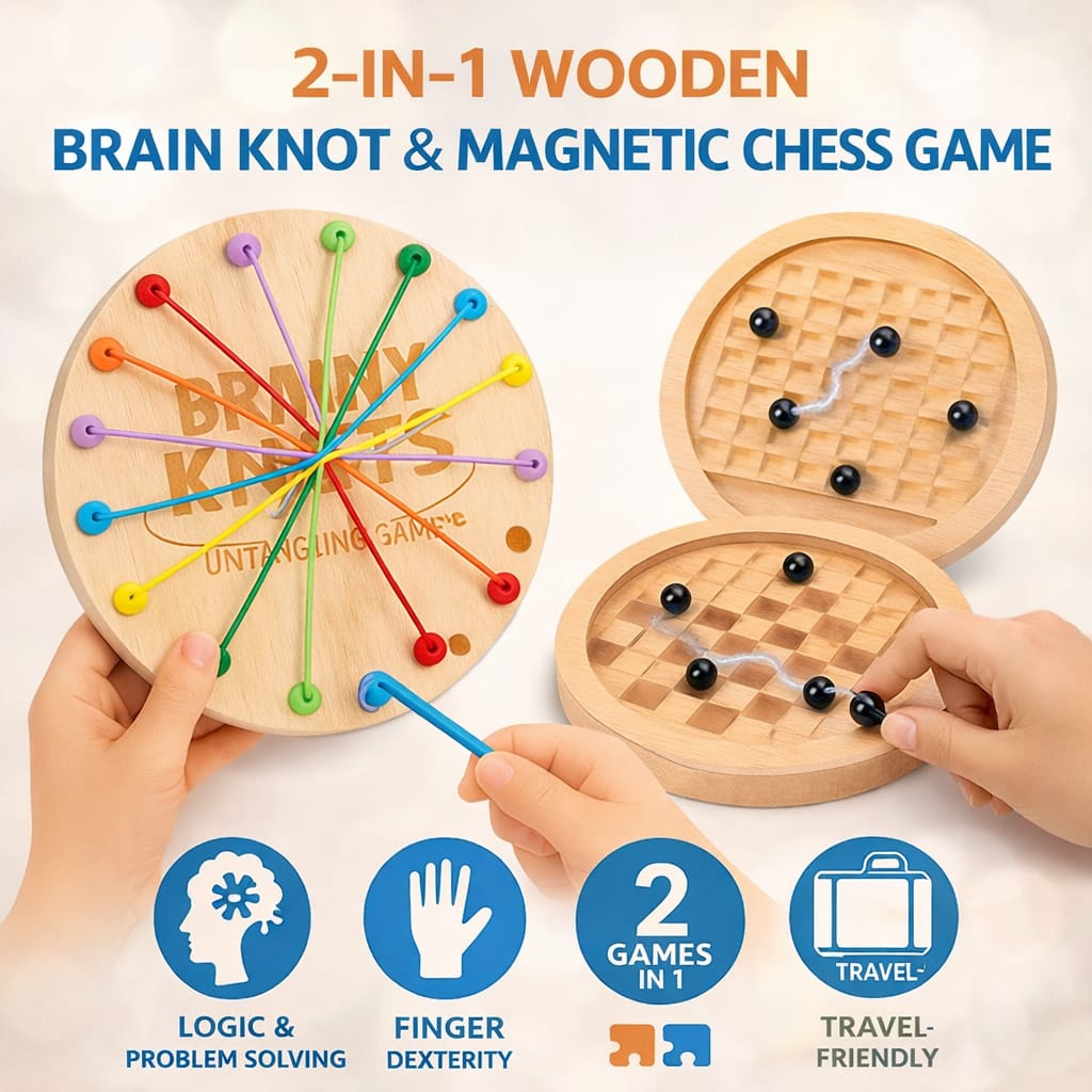 2in1 Magnetic Chess & Brain Knot Puzzle Game