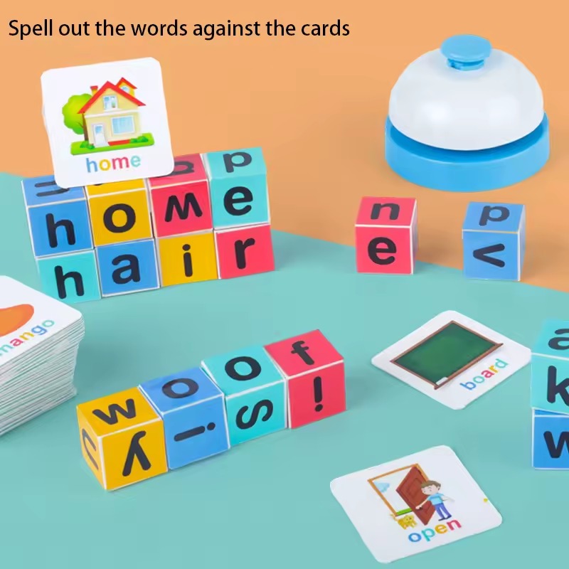 Word Building Challenge Play & Learn Magnetic Cube 72 Spelling Cards - 17A