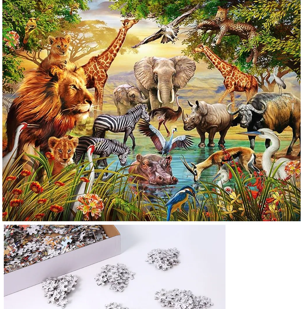 African Safari Animals 1000 Piece Jigsaw Puzzle for Adults - 590