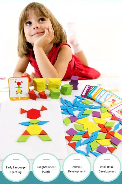 Wooden Colorful Pattern Blocks - 155 pieces - Default Title - Odeez | Educational Toys Pakistan