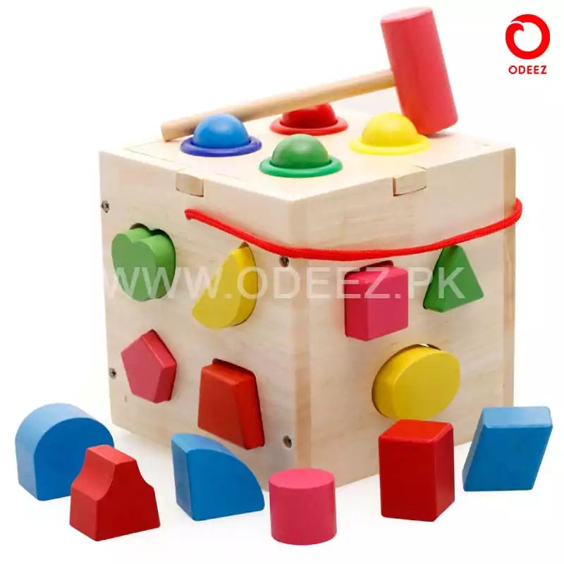 Wooden Hammering and Shape Sorting Box - Default Title - Odeez | Educational Toys Pakistan