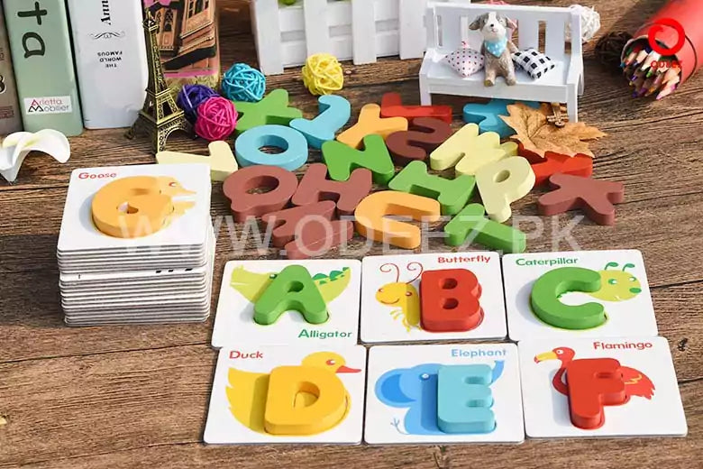 Wooden Pre-School Cards - Alphabets - Default Title - Odeez | Educational Toys Pakistan