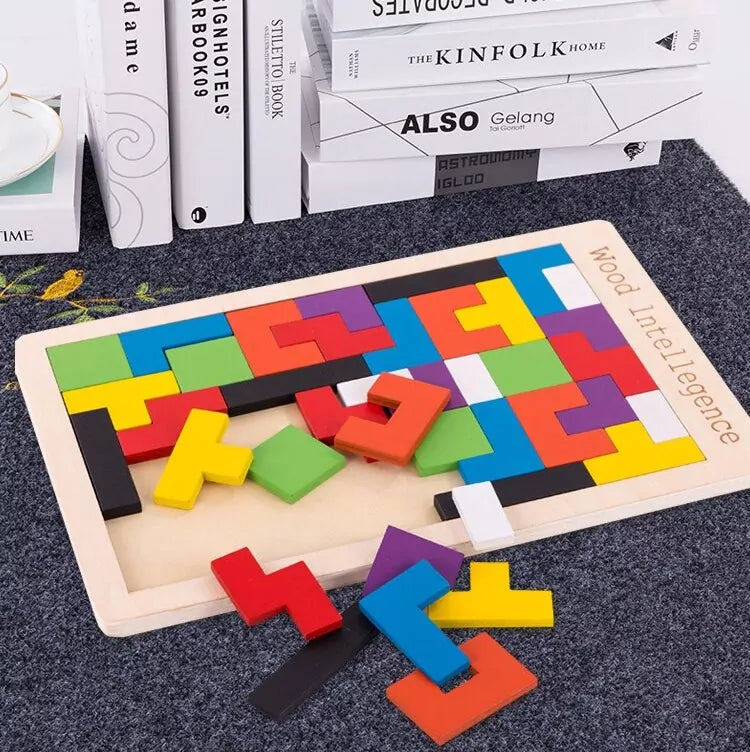 Wooden Tetris Puzzle Board - Default Title - Odeez | Educational Toys Pakistan