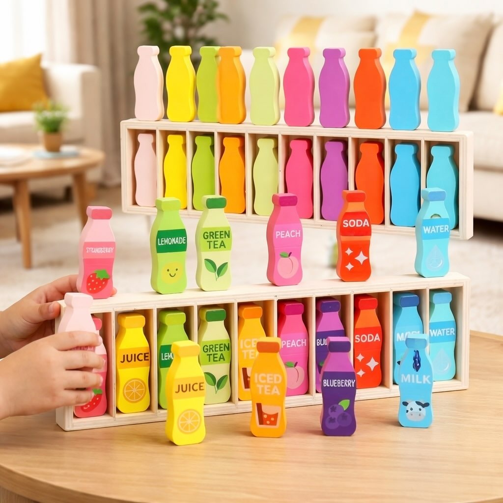 Wooden Bottle Color Sorting Mind TeaserToy for Kids - 854