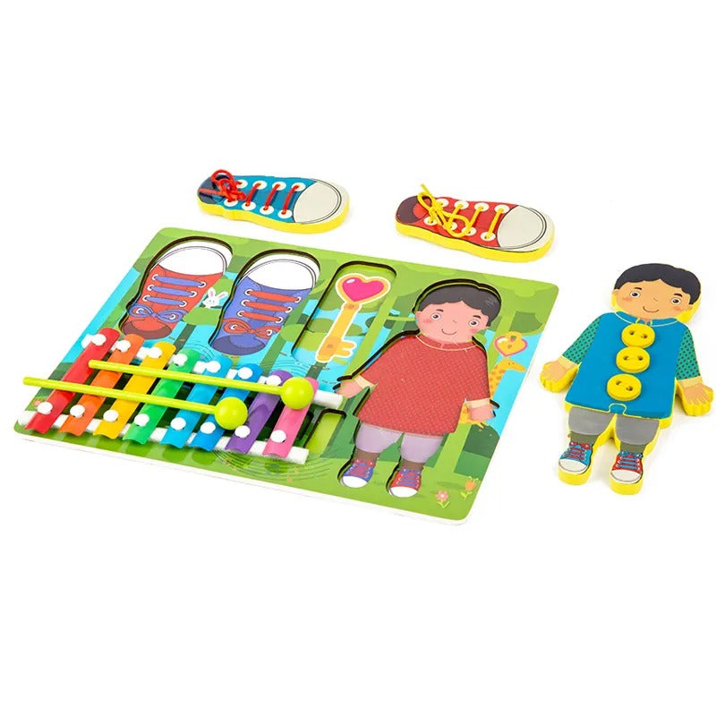 Wooden Xylophone and Threading Activity Board - Default Title - Odeez | Educational Toys Pakistan