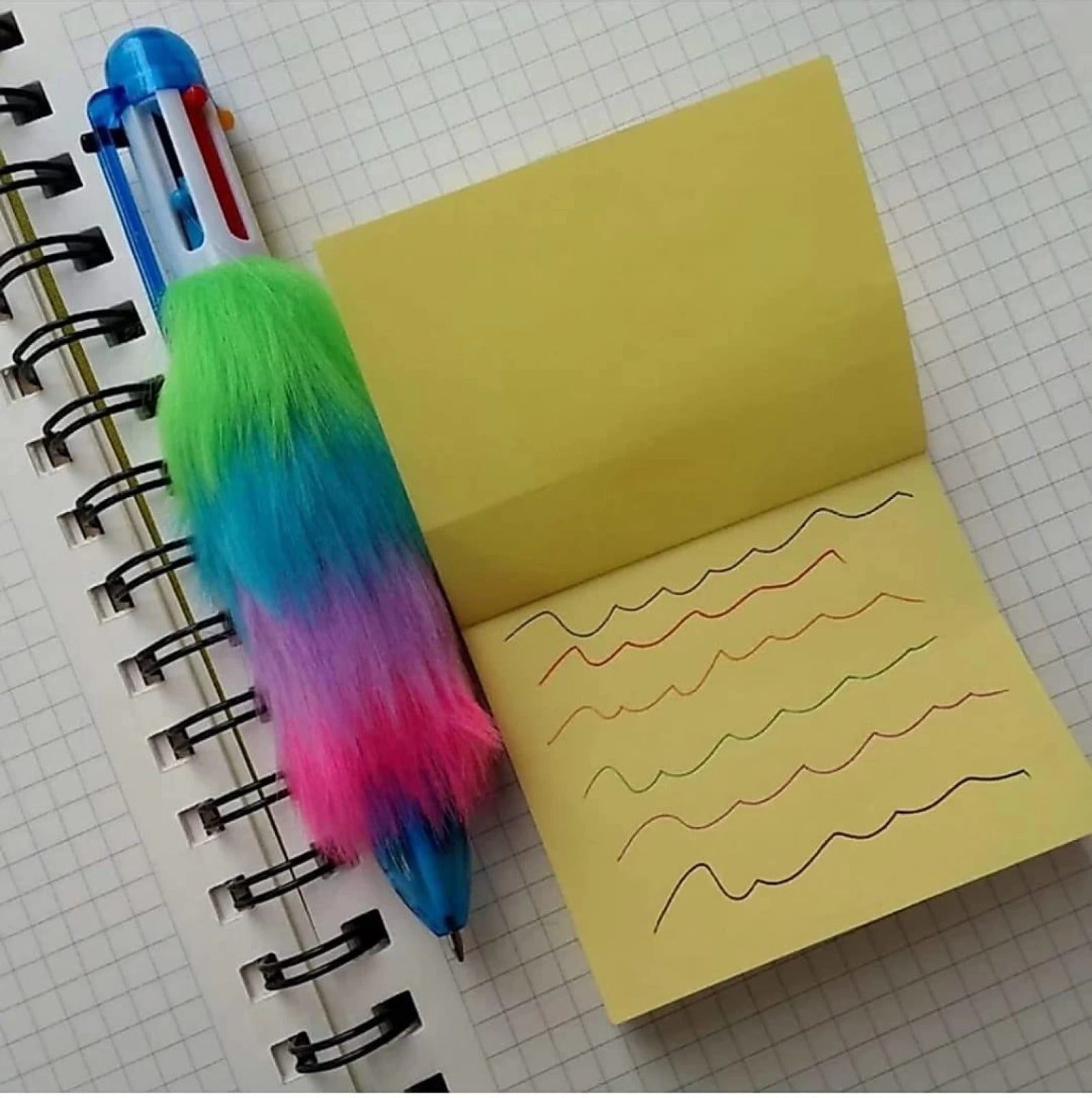 6 in 1 Retractable Multicolor Feather Fur Ball Pen - Default Title - Odeez | Educational Toys Pakistan