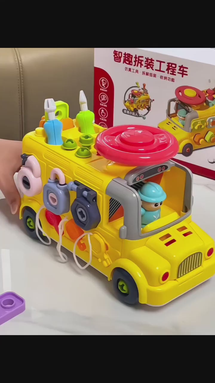 Multiple Busy Activity School Bus Tool Pretend Play Set - 517