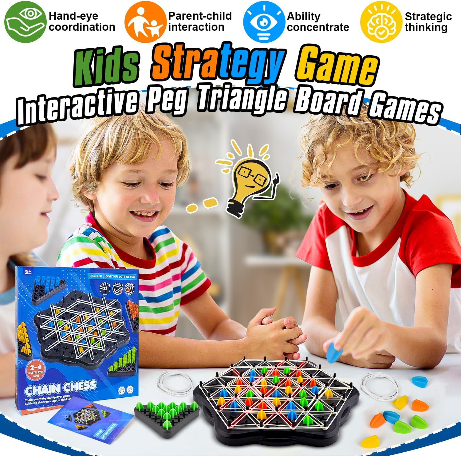 Chain Triangle Chess Family Game - 2 to 4 Players