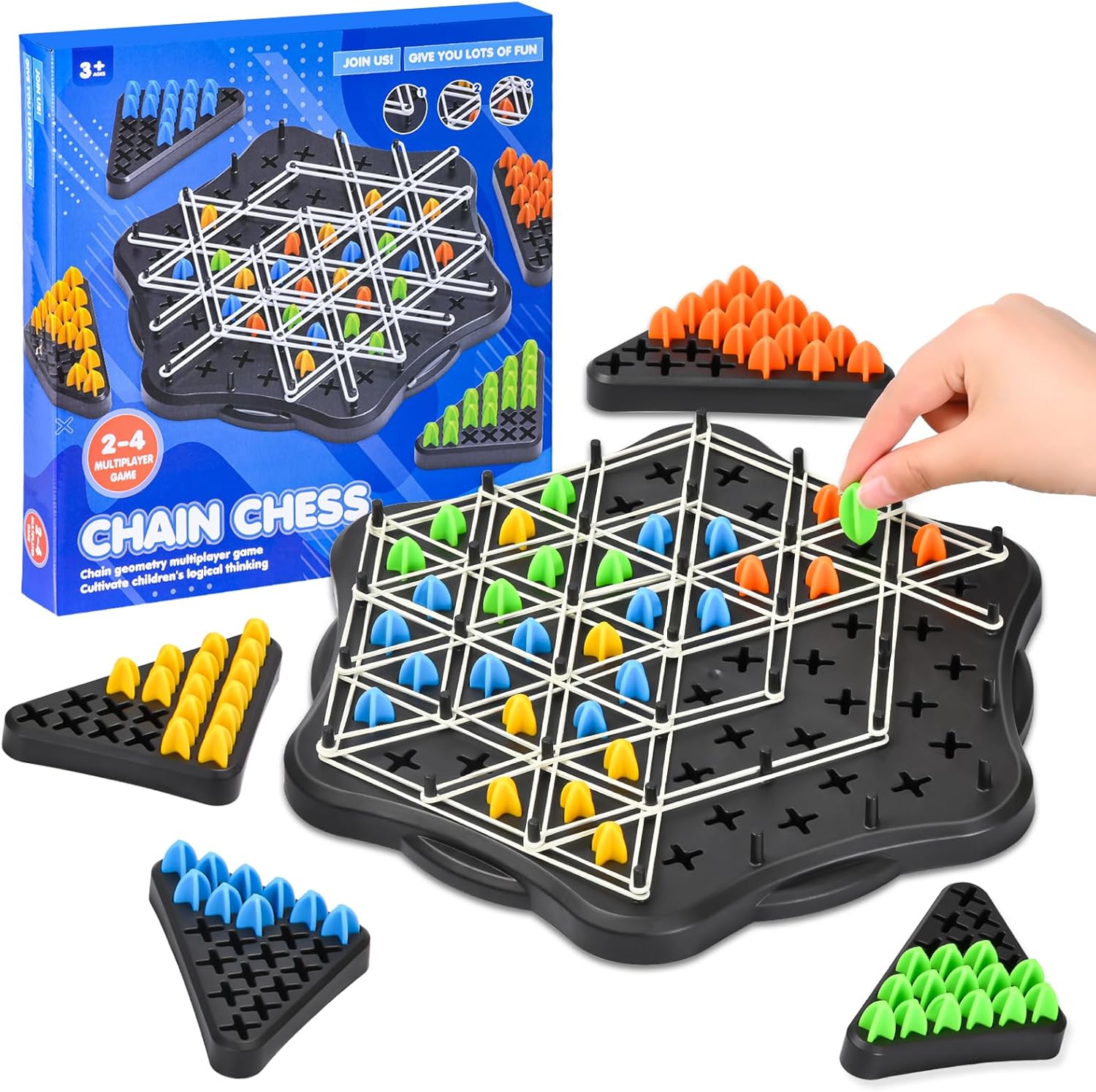 Chain Triangle Chess Family Game - 2 to 4 Players