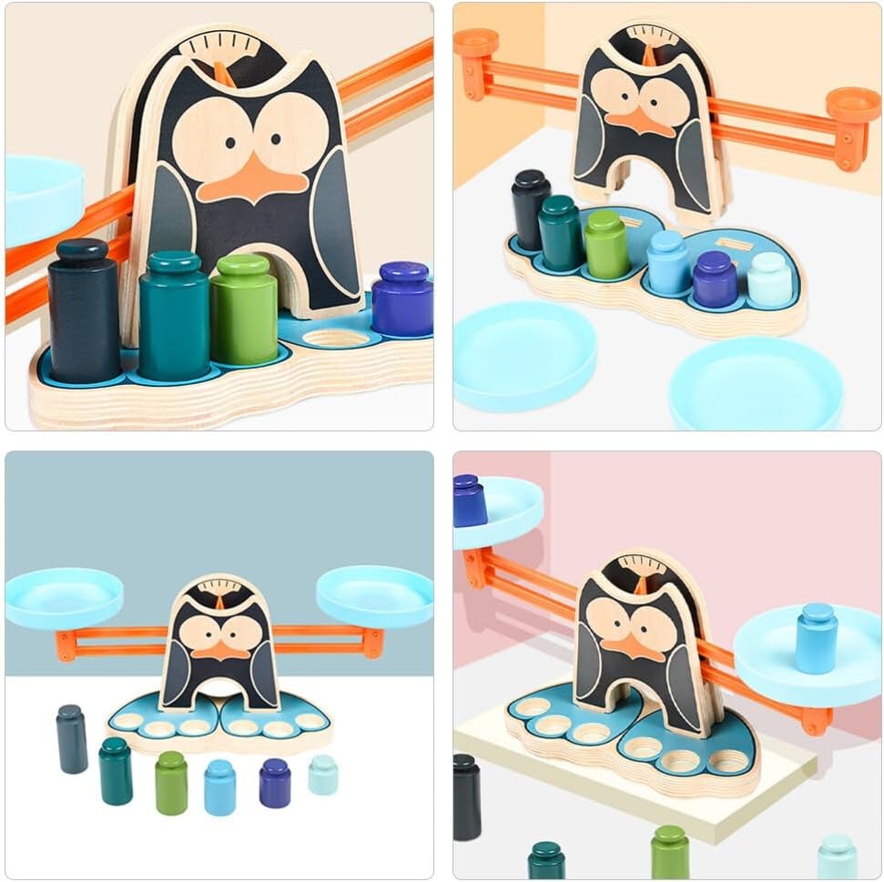 Penguin Wooden Balance Blocks Scale Kit - 919 - Default Title - Odeez | Educational Toys Pakistan 
